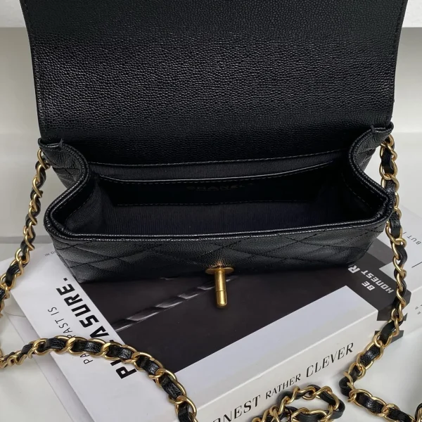 Chanel 24P Pearl Crush Sweet Heart Flap Black Caviar - Image 2