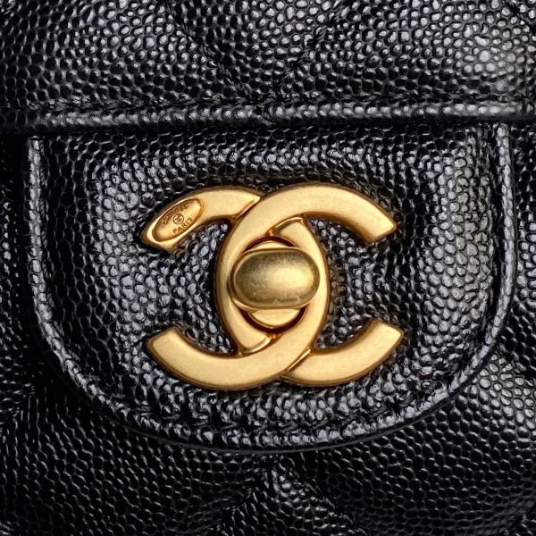 Chanel 24P Pearl Crush Sweet Heart Flap Black Caviar - Image 6