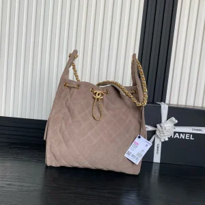 Chanel 25C Grey Suede Small Maxi Pockets Hobo Bag