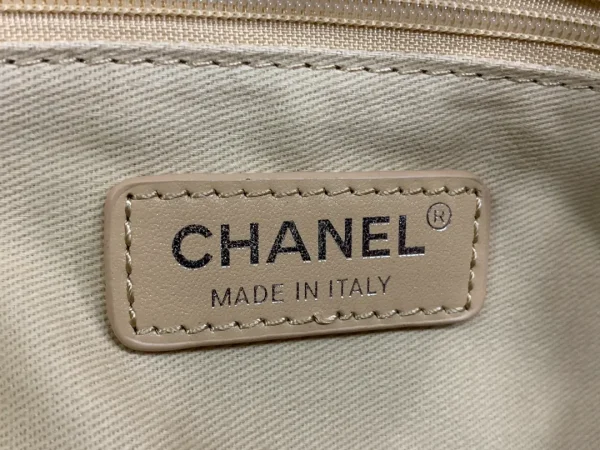 Chanel Beige Calfskin Grand Shopping Tote GST Chain Handbag - Image 9