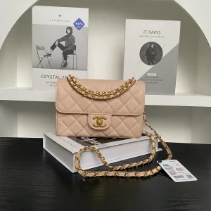 Chanel Beige Caviar Small Classic Timeless Double Flap Bag