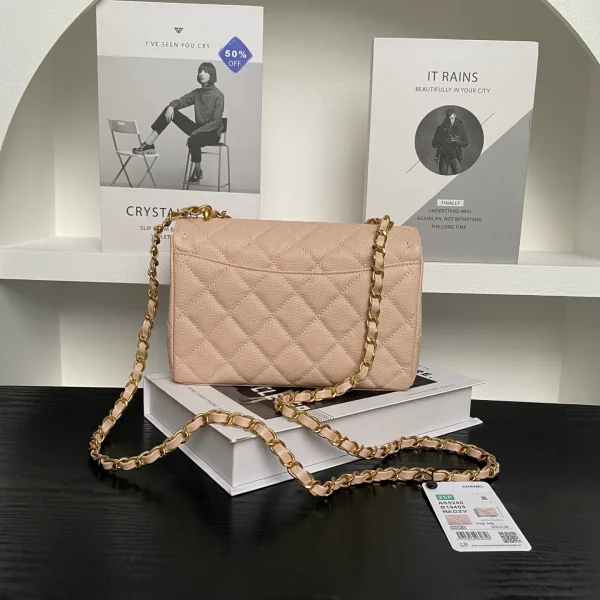 Chanel Beige Caviar Small Classic Timeless Double Flap Bag - Image 5