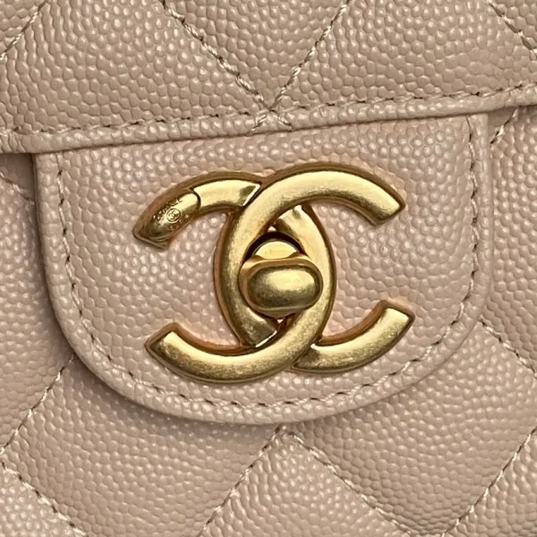 Chanel Beige Caviar Small Classic Timeless Double Flap Bag - Image 6