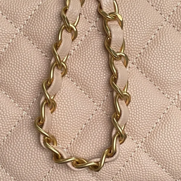 Chanel Beige Caviar Small Classic Timeless Double Flap Bag - Image 9