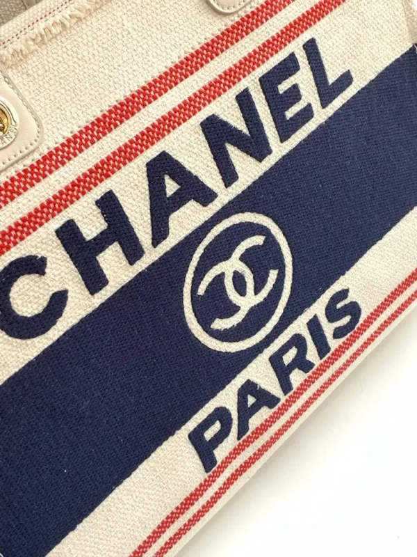 Chanel Beige Multicolor Canvas Deauville Shopper Tote Chanel - Image 6