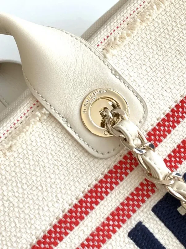 Chanel Beige Multicolor Canvas Deauville Shopper Tote Chanel - Image 3