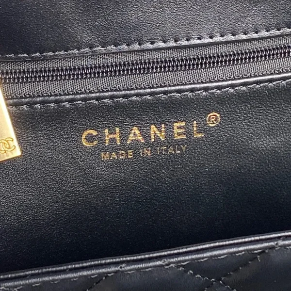 Chanel Black Lambskin Double Flap Shoulder Bag - Image 2