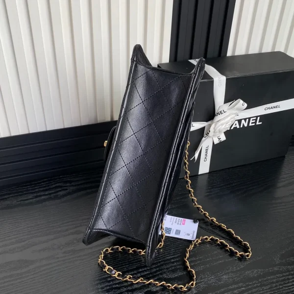 Chanel Black Lambskin Double Flap Shoulder Bag - Image 7