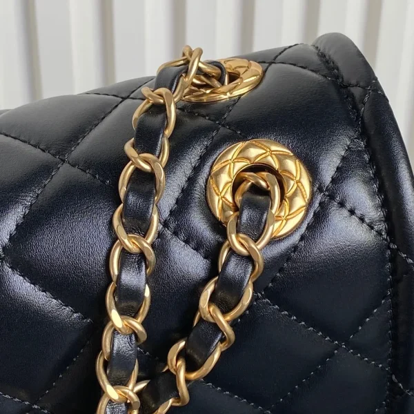 Chanel Black Lambskin Double Flap Shoulder Bag - Image 8