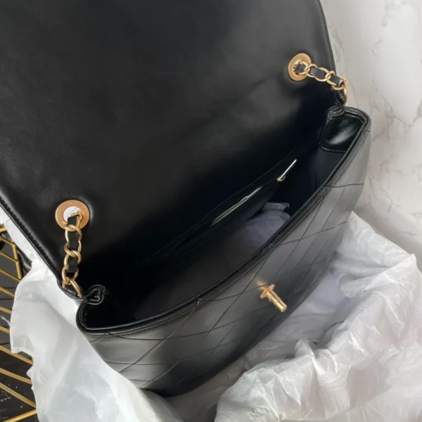 Chanel Black Small Quilted Calfskin Chain Hobo Flap Chanel - Image 11