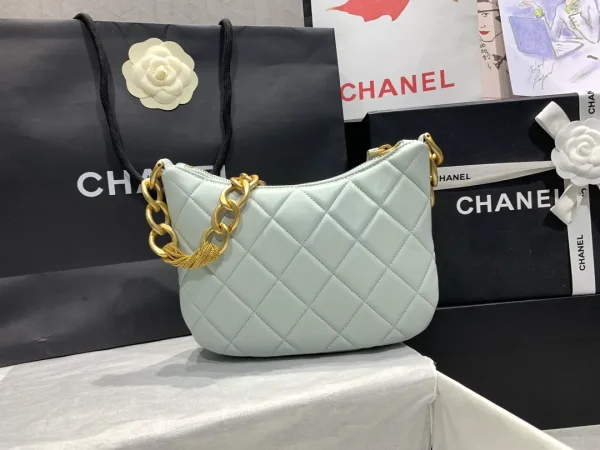 Chanel CC Chain Around Hobo Quilted Lambskin Gray - Image 5