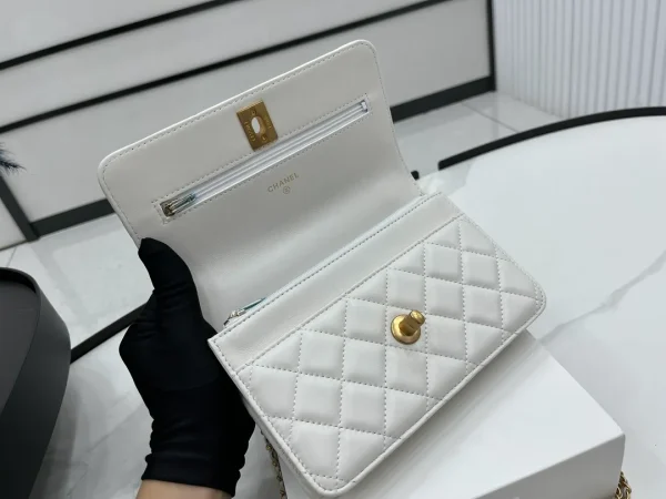 Chanel-Chanel Gold Ball White Wallet On Chain - Image 8