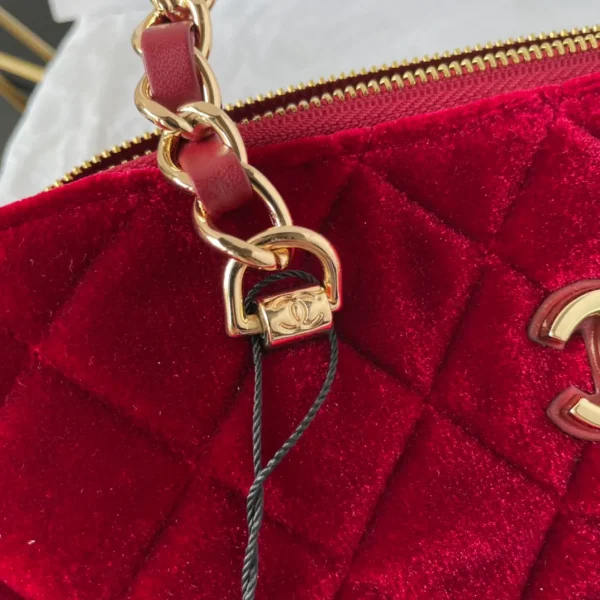 Chanel Clutch With Strap Red Bag Velvet - Image 2