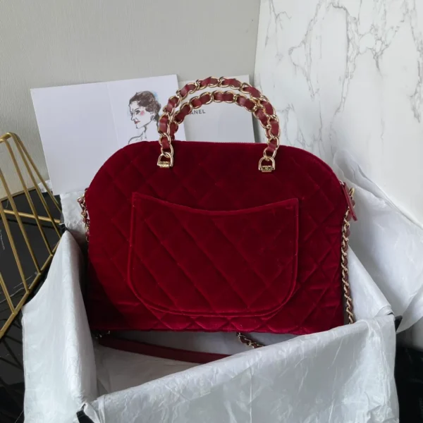 Chanel Clutch With Strap Red Bag Velvet - Image 6