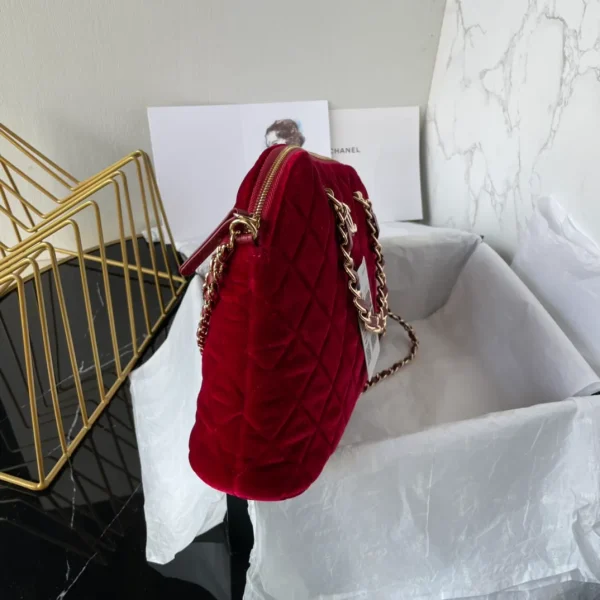 Chanel Clutch With Strap Red Bag Velvet - Image 7