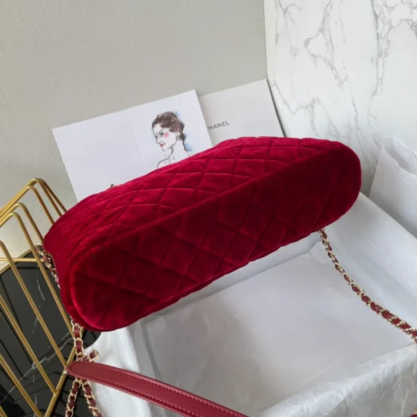 Chanel Clutch With Strap Red Bag Velvet - Image 8