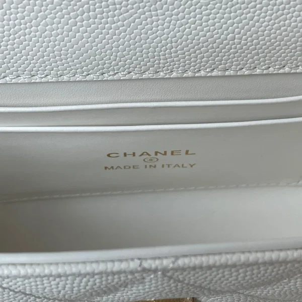 Chanel Clutch with Top Handle in White Caviar Lghw - Image 9