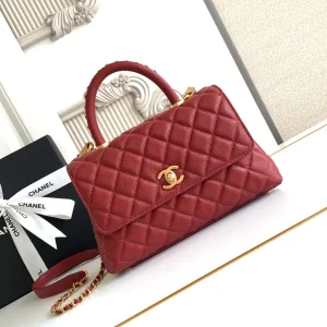 Chanel Coco Handle Shoulder Bag Burgundy Medium