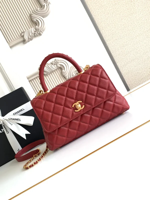 Chanel Coco Handle Shoulder Bag Burgundy Medium