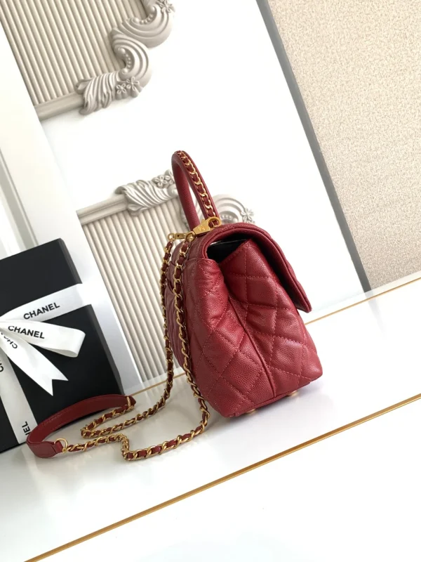 Chanel Coco Handle Shoulder Bag Burgundy Medium - Image 4