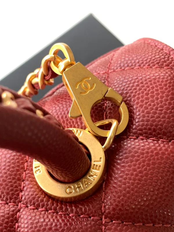 Chanel Coco Handle Shoulder Bag Burgundy Medium - Image 5
