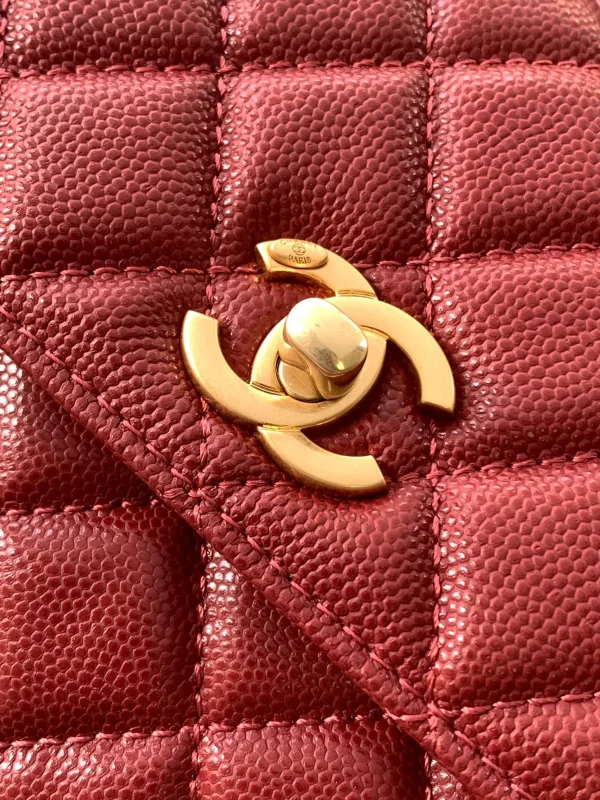 Chanel Coco Handle Shoulder Bag Burgundy Medium - Image 6
