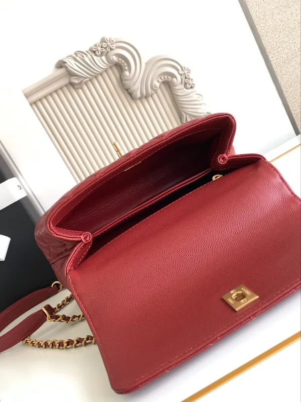 Chanel Coco Handle Shoulder Bag Burgundy Medium - Image 9