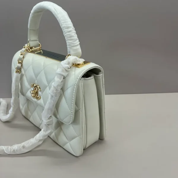 Chanel Coco Mark Matelasse Handbag White Leather - Image 5