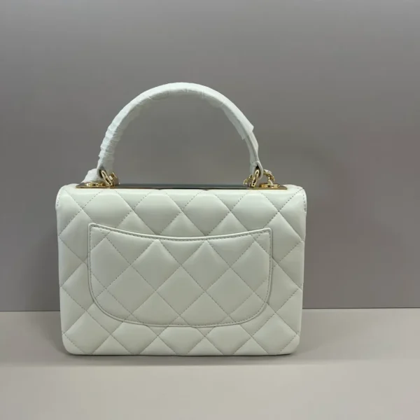 Chanel Coco Mark Matelasse Handbag White Leather - Image 6