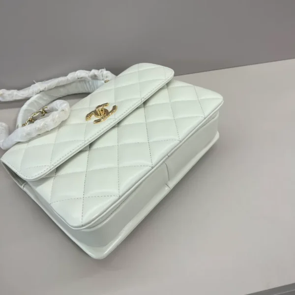 Chanel Coco Mark Matelasse Handbag White Leather - Image 8