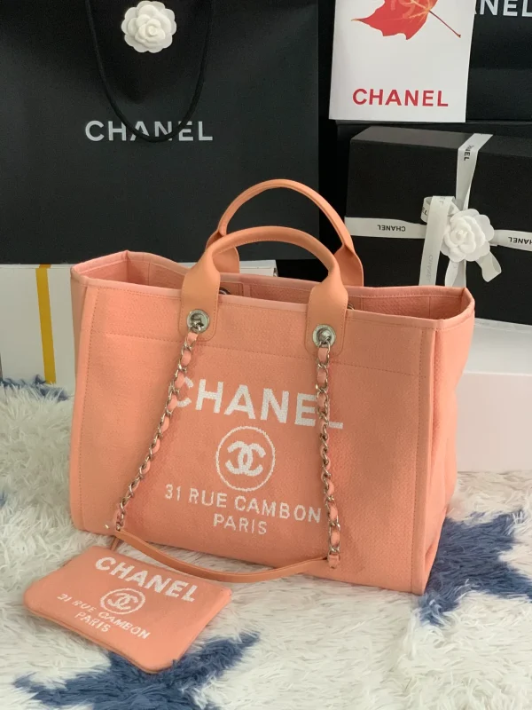 Chanel Deauville NM Tote Mixed Fibers Medium Pink - Image 2