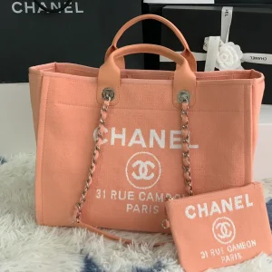 Chanel Deauville NM Tote Mixed Fibers Medium Pink