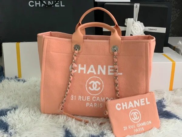 Chanel Deauville NM Tote Mixed Fibers Medium Pink
