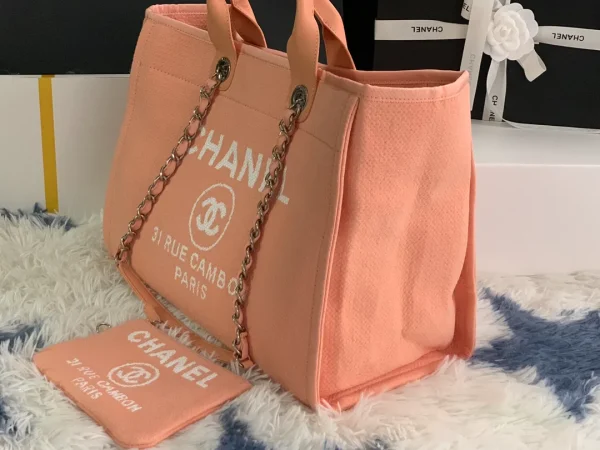 Chanel Deauville NM Tote Mixed Fibers Medium Pink - Image 4