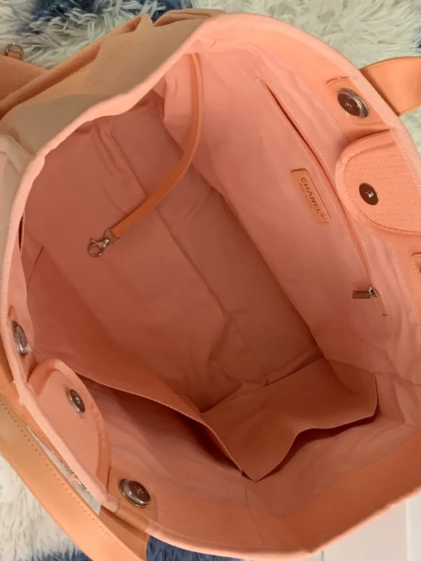 Chanel Deauville NM Tote Mixed Fibers Medium Pink - Image 8