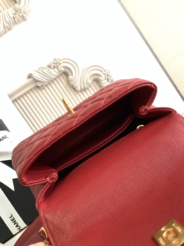 Chanel Flap Bag With Top Handle Grained Calfskin Gold Metal - Image 10
