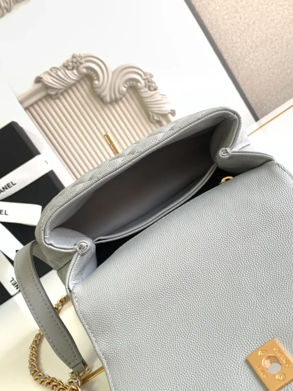 Chanel Flap Bag With Top Handle Grained Calfskin Gold Metal - Image 10