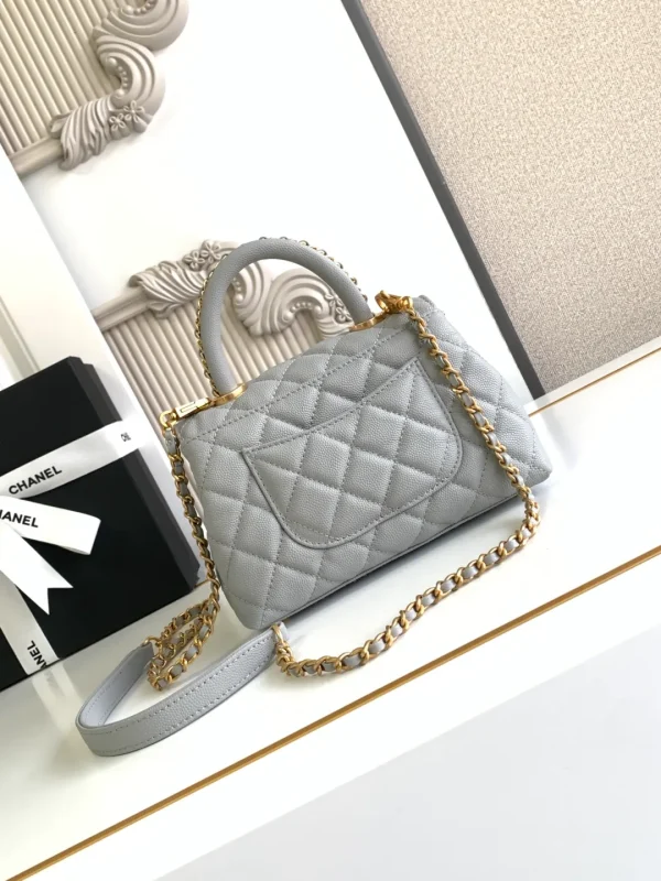Chanel Flap Bag With Top Handle Grained Calfskin Gold Metal - Image 4