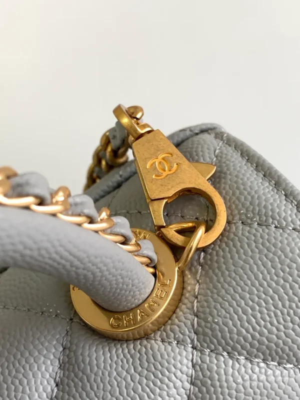 Chanel Flap Bag With Top Handle Grained Calfskin Gold Metal - Image 6