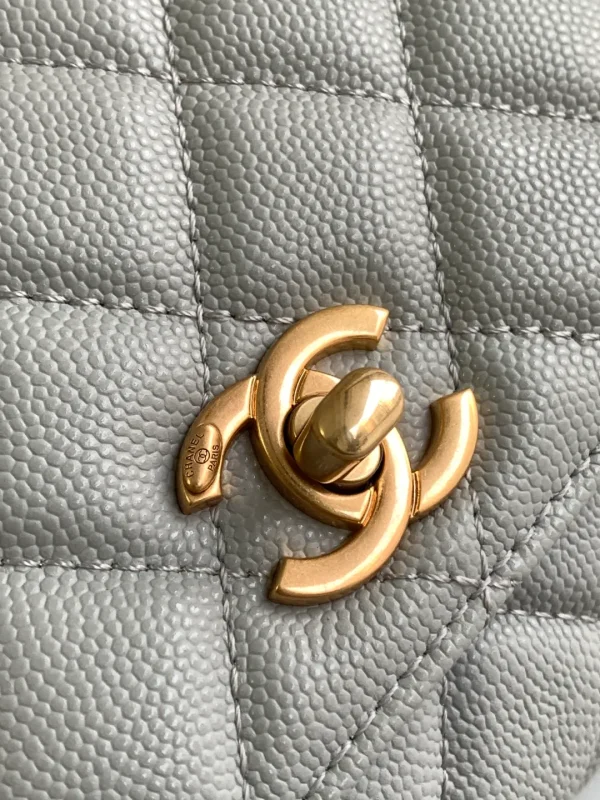 Chanel Flap Bag With Top Handle Grained Calfskin Gold Metal - Image 7
