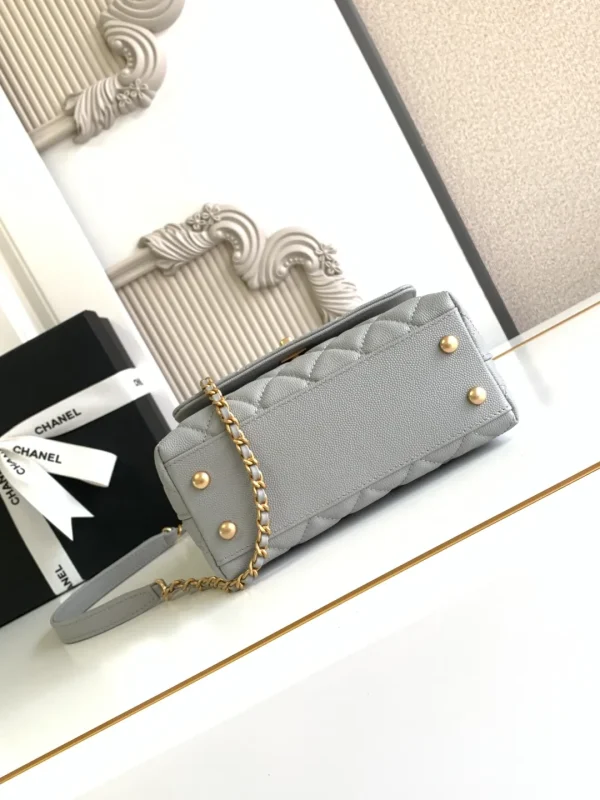 Chanel Flap Bag With Top Handle Grained Calfskin Gold Metal - Image 8