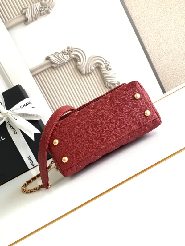 Chanel Flap Bag With Top Handle Grained Calfskin Gold Metal - Image 7