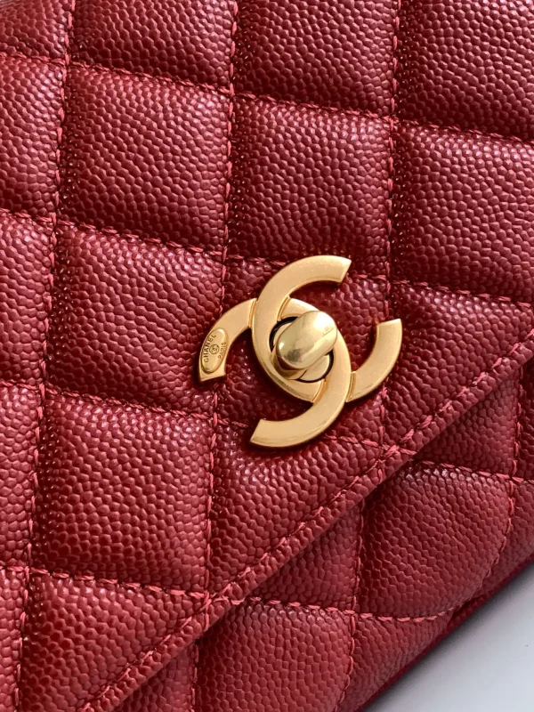 Chanel Flap Bag With Top Handle Grained Calfskin Gold Metal - Image 8
