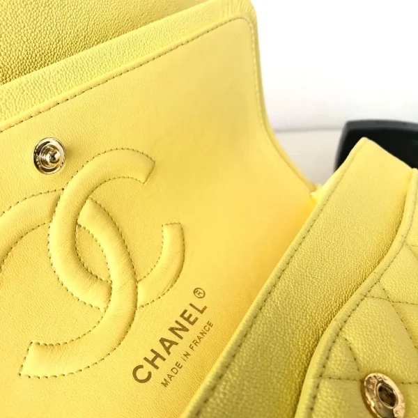 Chanel Iridescent Yellow Quilted Caviar Leather Medium Double Flap Classic Bag - Image 10