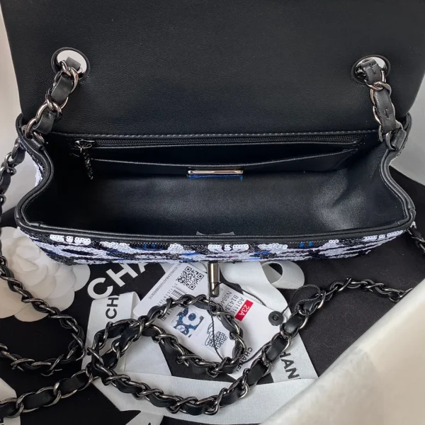 Chanel Mini Rectangular Flower Flap Bag Black - Image 8