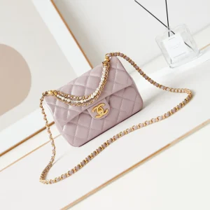 Chanel Mini Square Pearl Flap Bag Light Pink