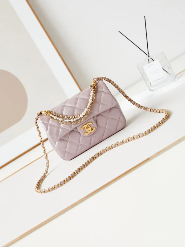 Chanel Mini Square Pearl Flap Bag Light Pink
