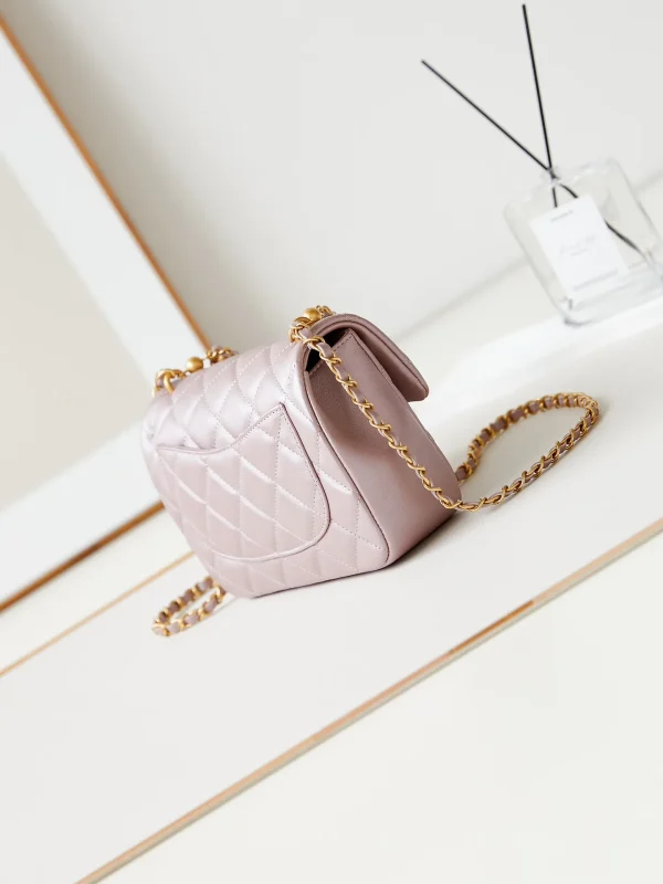 Chanel Mini Square Pearl Flap Bag Light Pink - Image 6