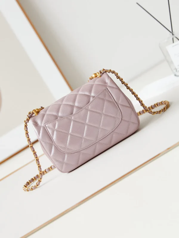Chanel Mini Square Pearl Flap Bag Light Pink - Image 7