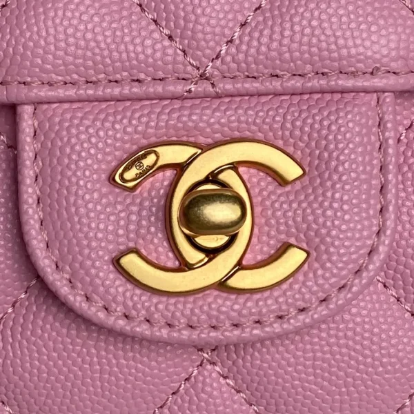 Chanel Mini Square Sakura Pink Caviar Vintage 24k Gold - Image 6